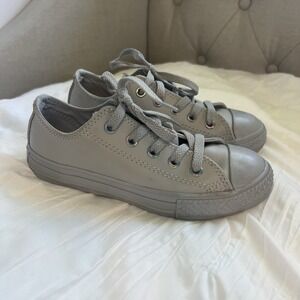 Converse All Stars Shoes Kids‎ Girls 12 Leather Grey Low Irridescent